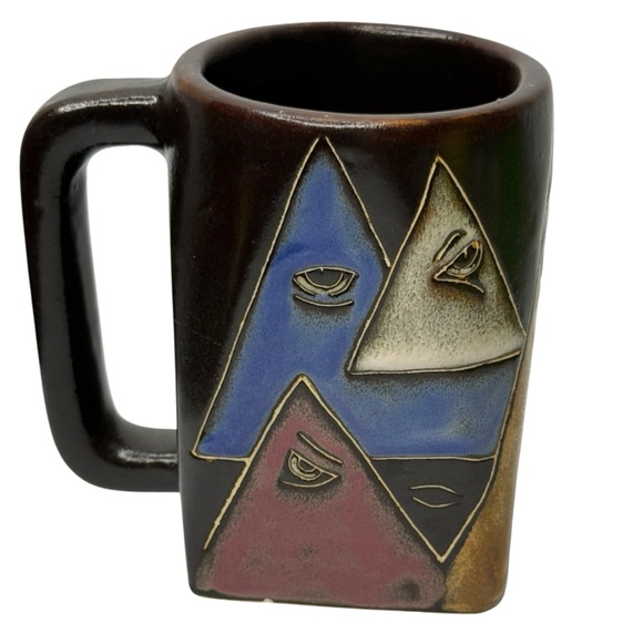 Vintage Other - Vintage MARA Mexico Signed Stoneware Abstract Faces Mug Coffee Cup